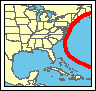 Click for a larger map of the Great Atlantic Hurricane of 1944